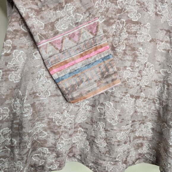 PRANA Mauve Multi Color Lace Pattern Long Sleeve Top Lightweight & Semi Sheer Sm - Picture 7 of 9
